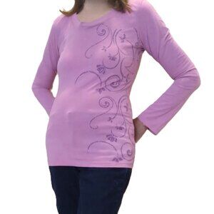 Lavender Top with Floral Design
